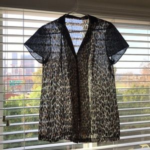 sheer leopard print vintage button-up!